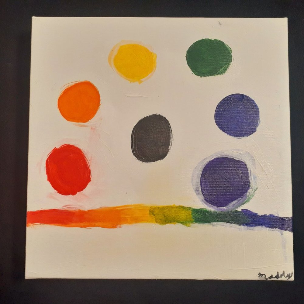 "Bow of Circles" by Maddy canvas and acrylic painting